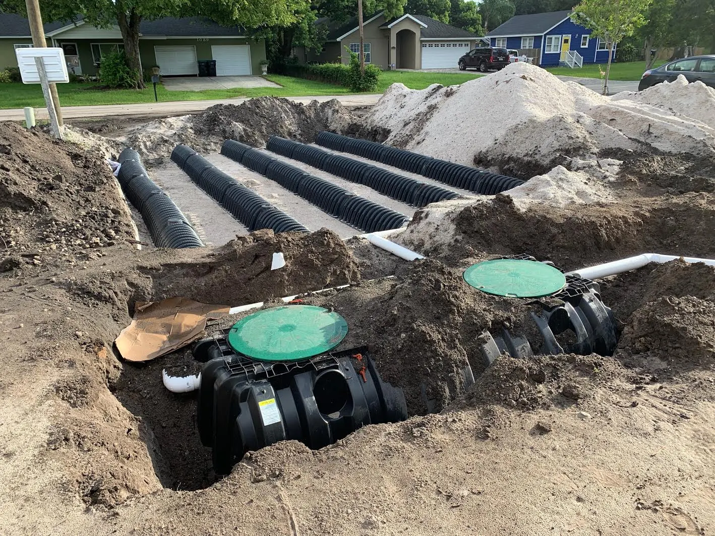 Septic drain field installation