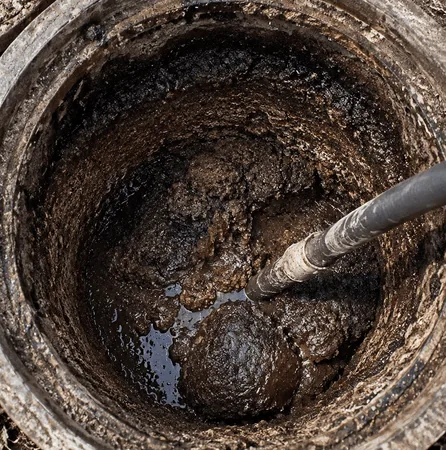 Septic tank before pumping and cleaning