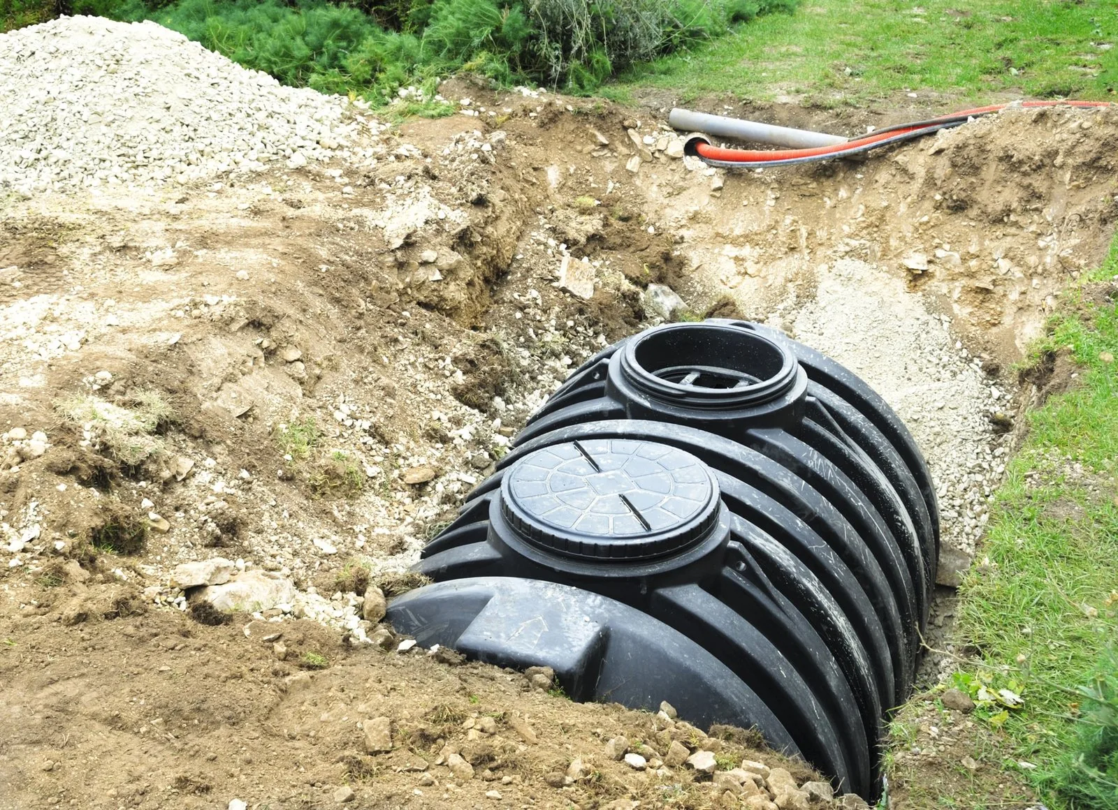 Septic tank installation excavation